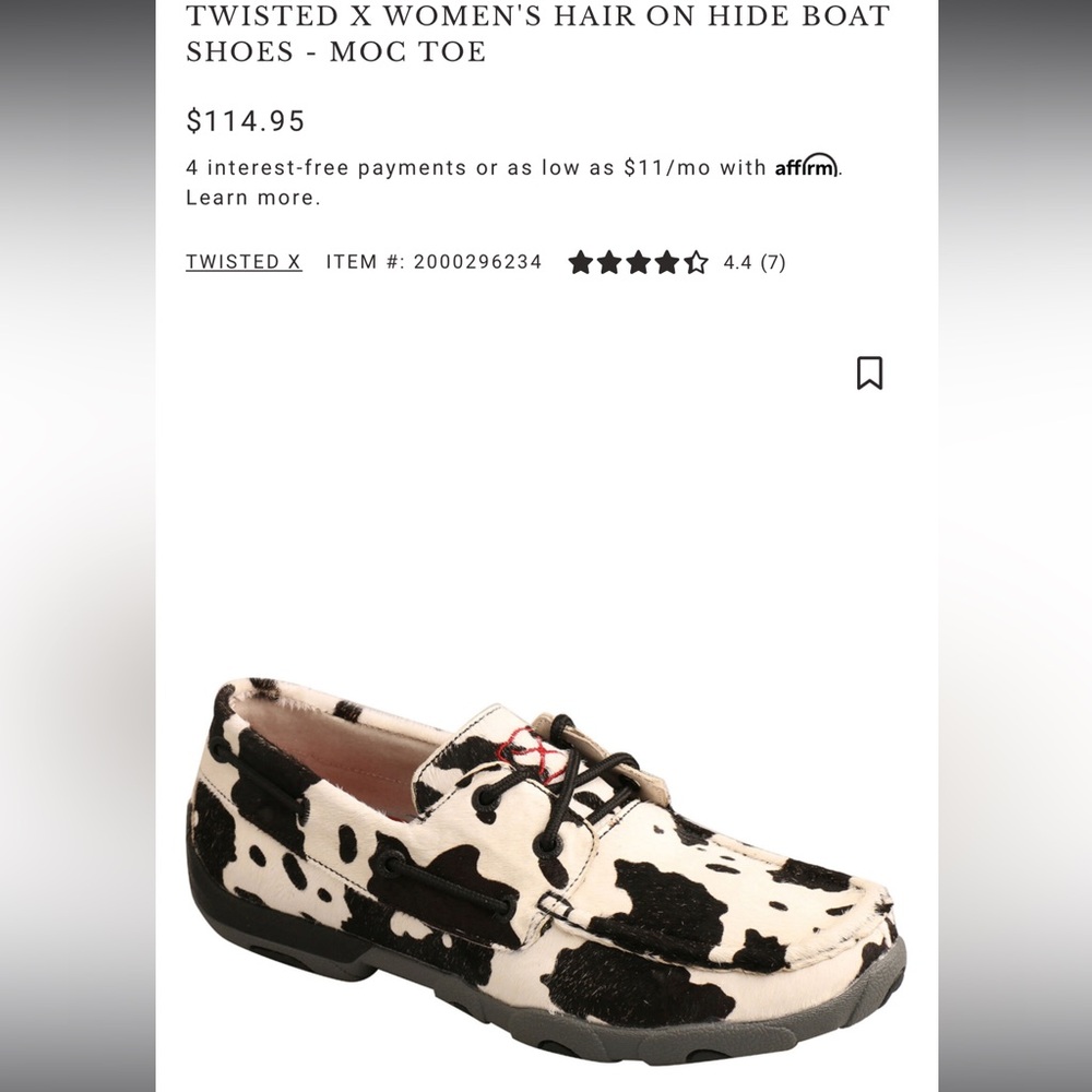 Twisted X Hair on Hide Boat Shoe Moc Toe